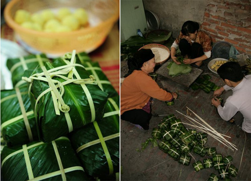 1. Although being handmade, cakes are still in the equal square shape - 2. The elders often help with the wrapping part