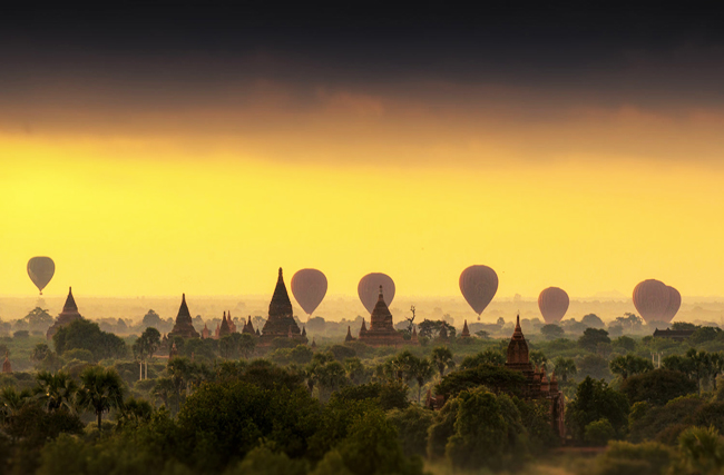 Balloons landing in Mandalay