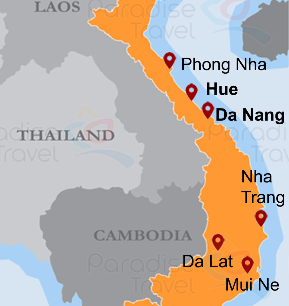 Central Vietnam travel map