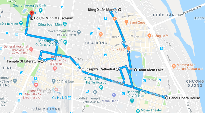 Hanoi main attractions map - Hanoi Travel Guide