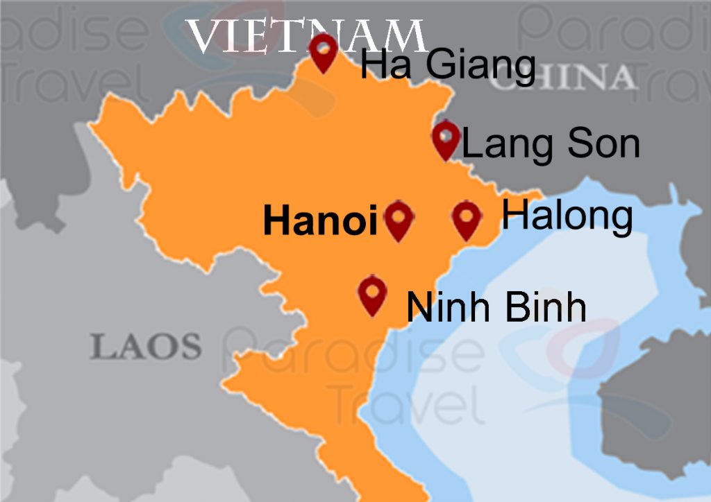 Northeastern Vietnam travel map