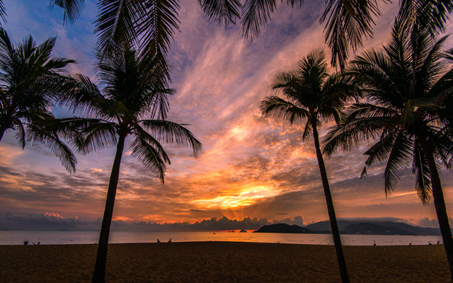 Stunning sunset at Nha Trang beach