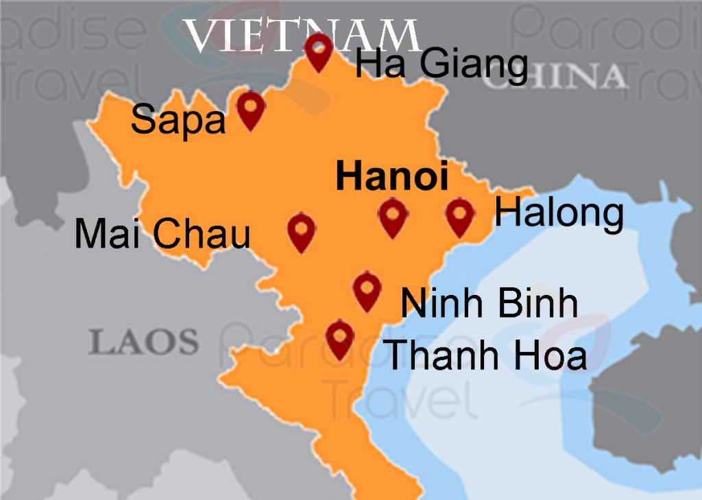 Northern Vietnam Travel Map - Some must-see places in the north