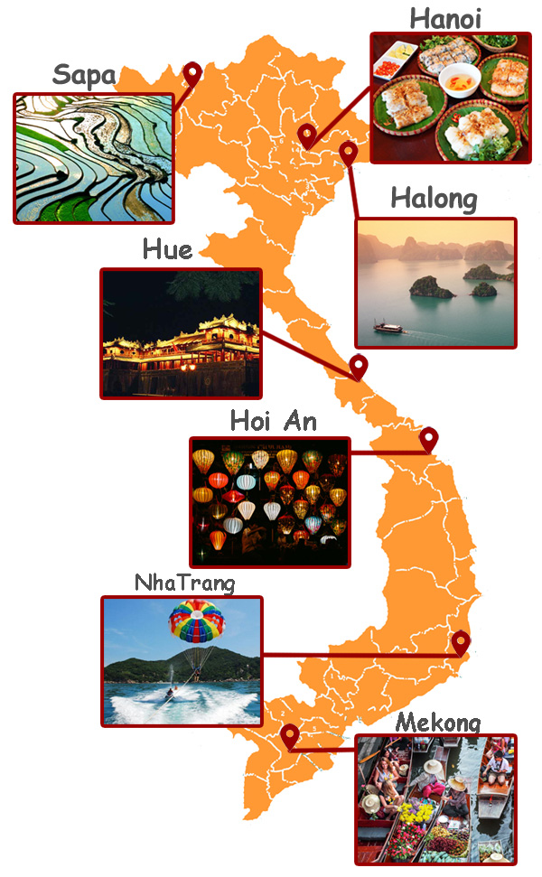 Main travel destinations in Vietnam