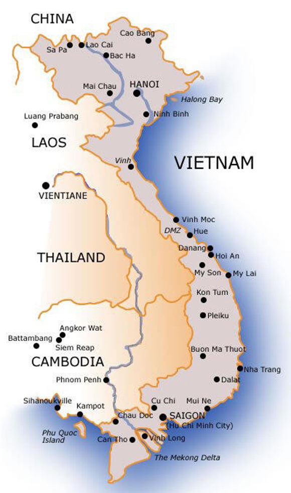 Vietnam travel map
