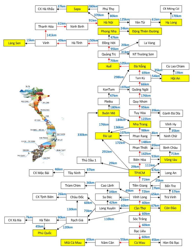 Vietnam travel map